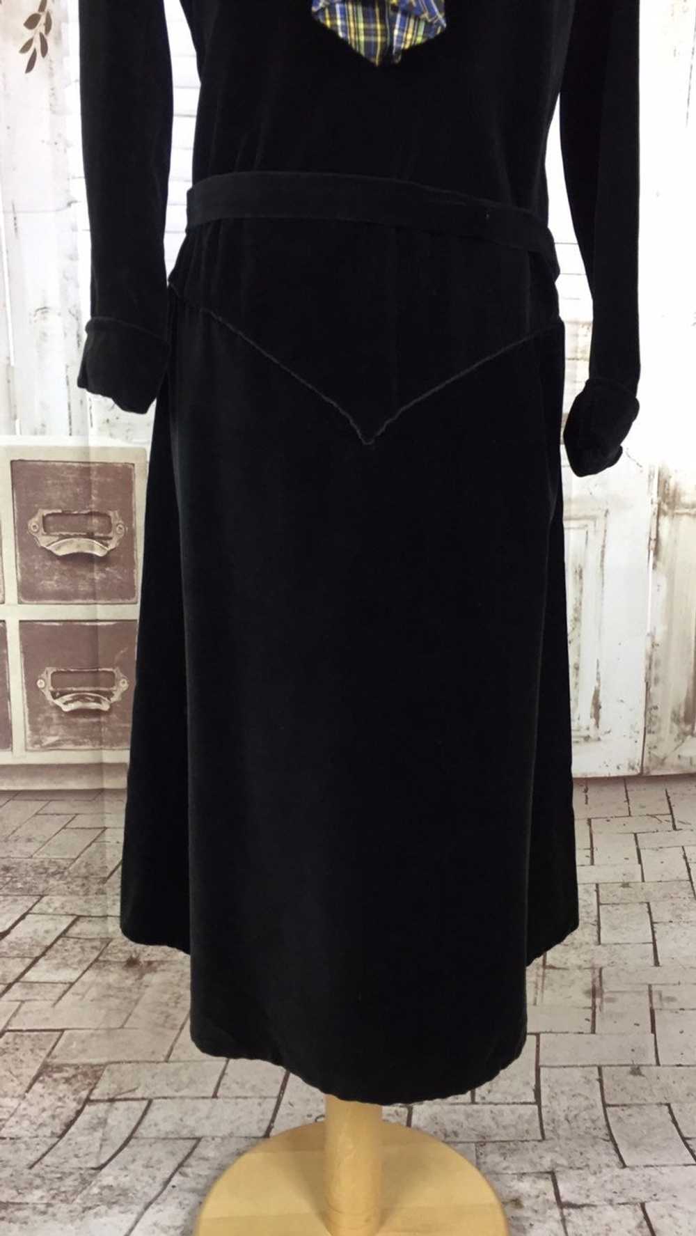 Original 1940s 40s Vintage Dress Black Velvet Taf… - image 8