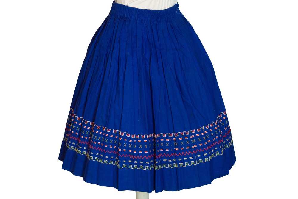 Original Vintage 1950's Blue Skirt Folk Decoration - image 2