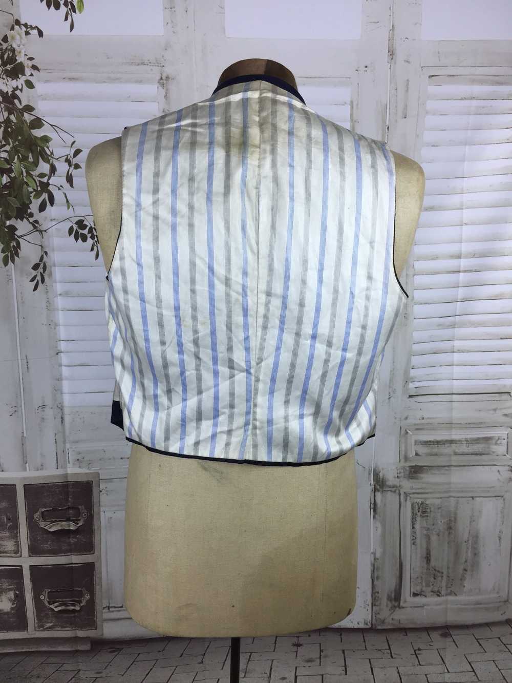 Original 1940s Blue Pin Stripe Waistcoat Vest Wit… - image 8