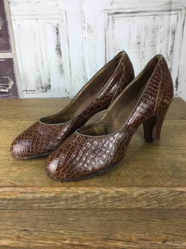 Original 1940s Vintage Brown Reptile Lilley E Skin