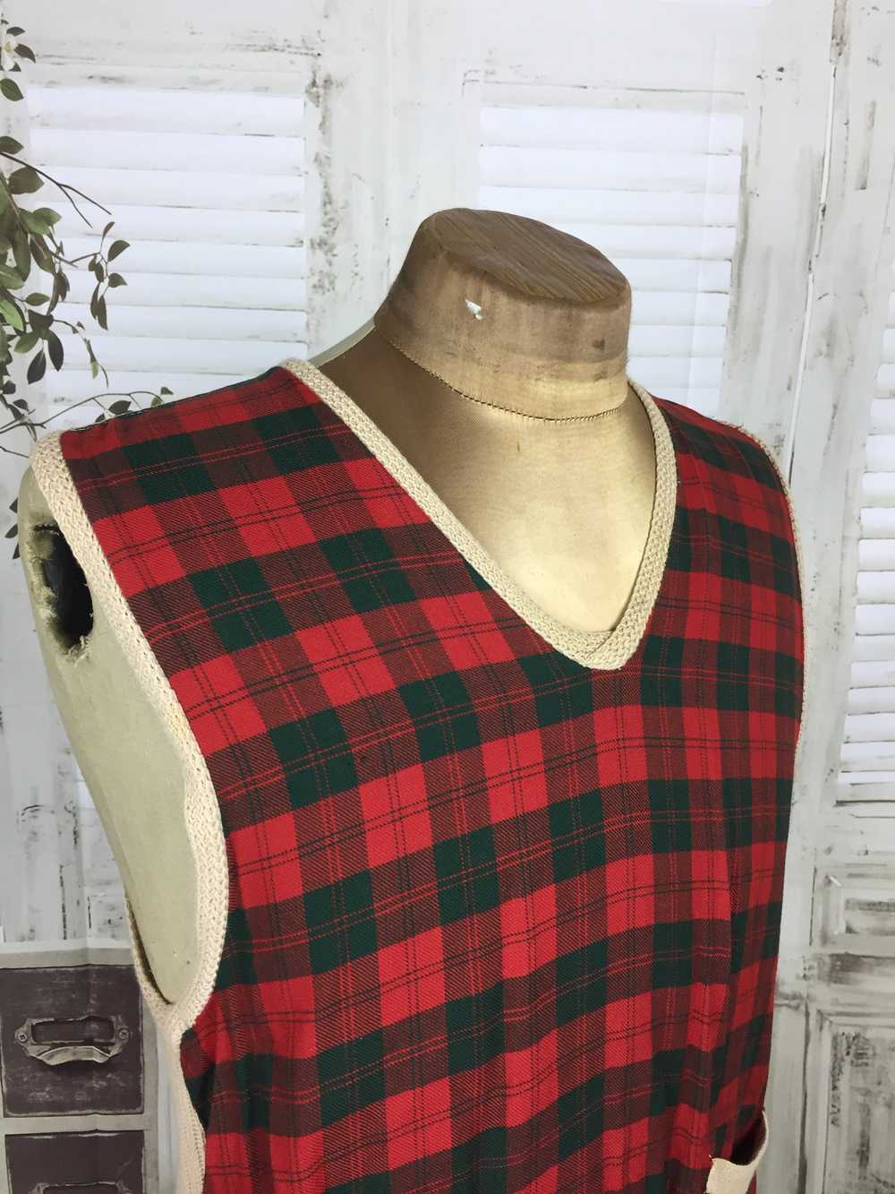 Original 1950s 50s Vintage Red Tartan Plaid Vest … - image 5