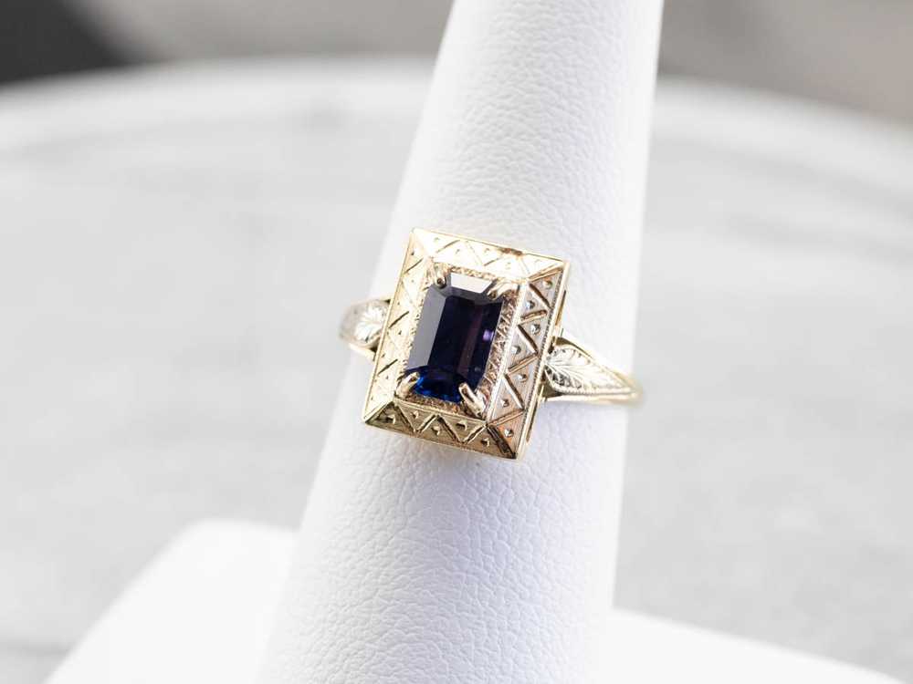 Engraved Purple Sapphire Ring - image 7