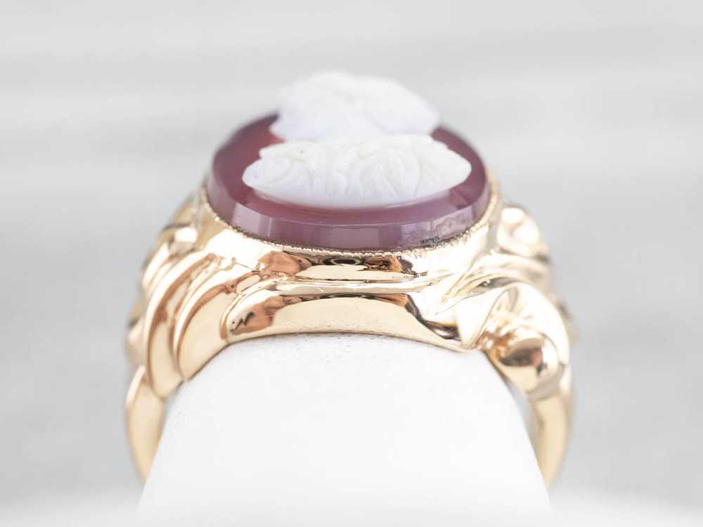 Ornate Sardonyx Cameo Gold Statement Ring - image 8