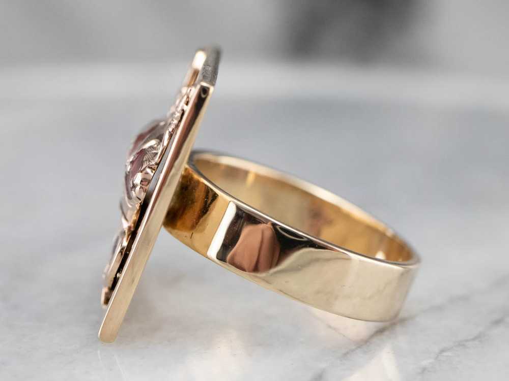 Gold Odd Fellows Statement Ring - image 4