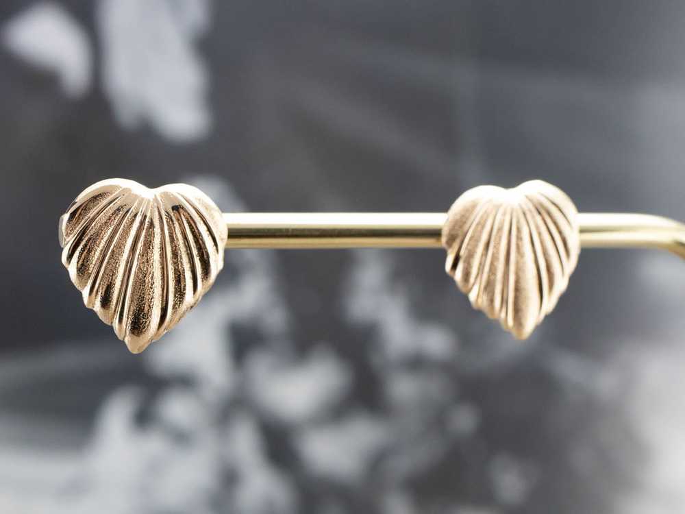 Vintage Textured Heart Gold Stud Earrings - image 7