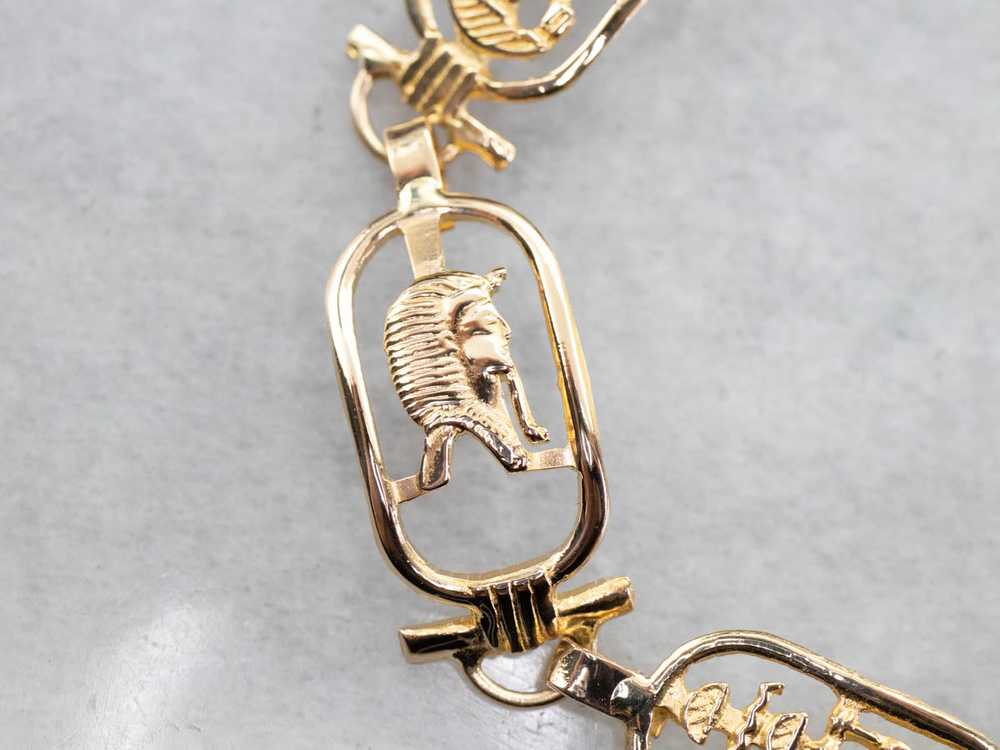 Egyptian Cartouche 18K Gold Link Bracelet - image 3