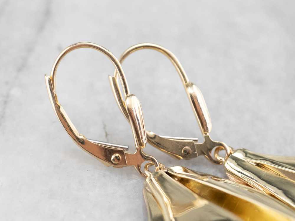Two Tone Gold Ribbon Drop Earrings - image 5