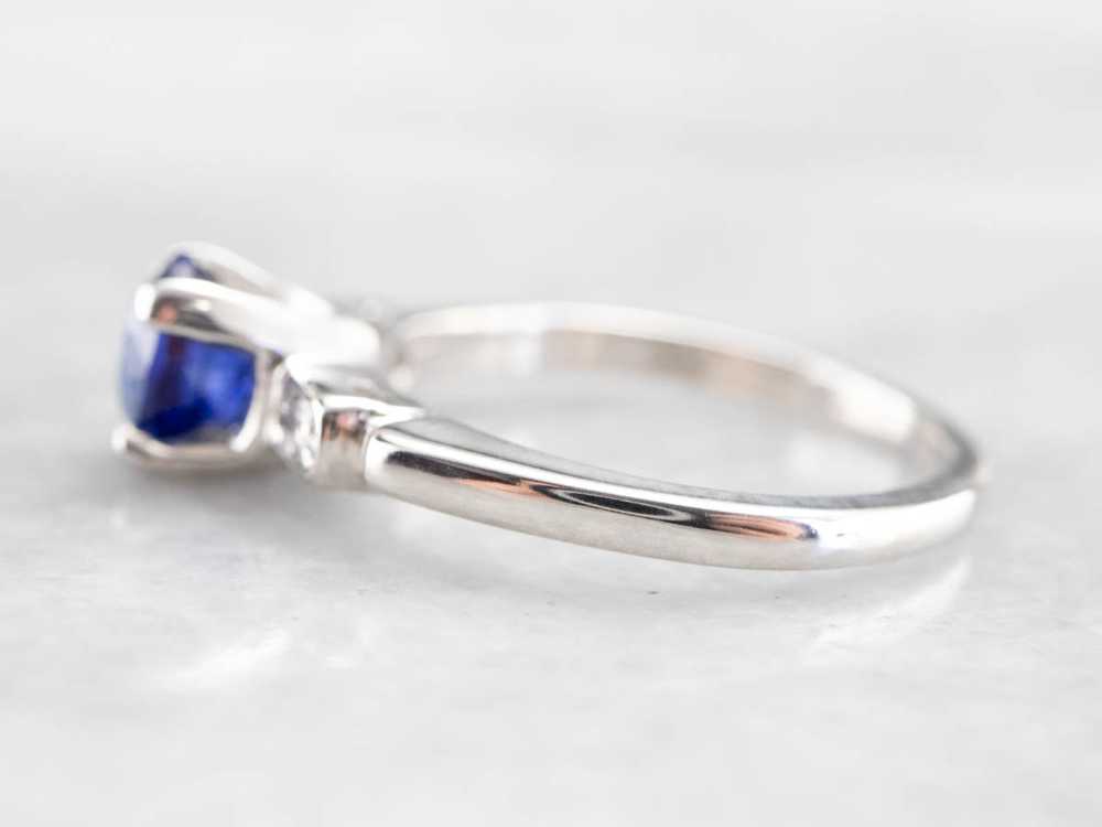 Sapphire Diamond Platinum Engagement Ring - image 4