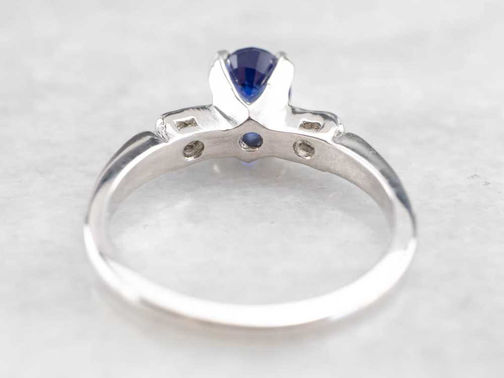 Sapphire Diamond Platinum Engagement Ring - image 5