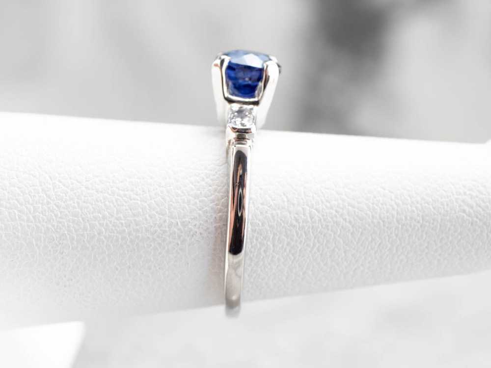 Sapphire Diamond Platinum Engagement Ring - image 9