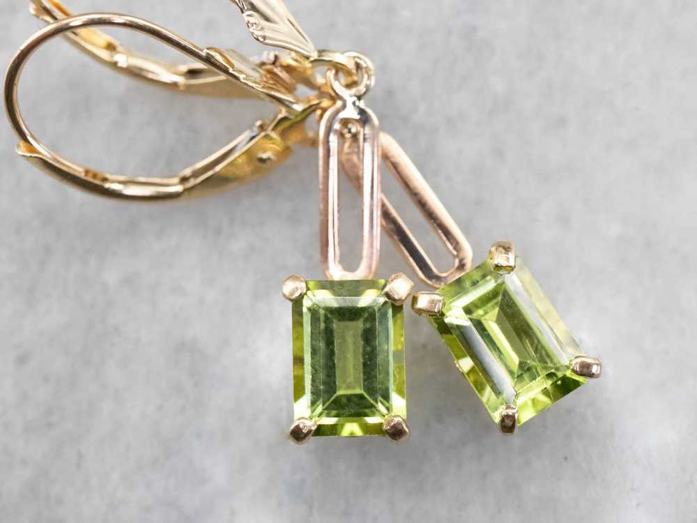 Peridot and Gold Drop Earrings - image 1