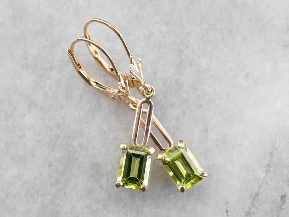 Peridot and Gold Drop Earrings - image 2