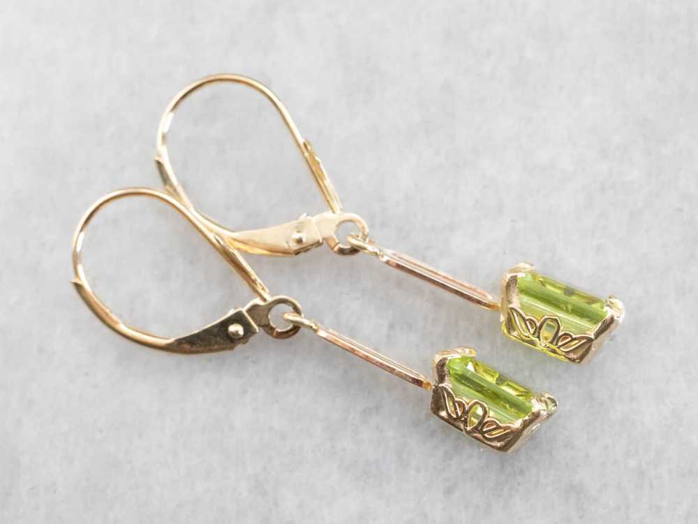 Peridot and Gold Drop Earrings - image 3