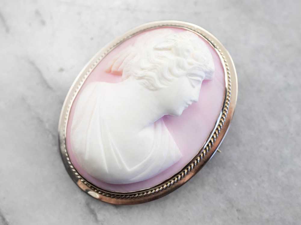 Pink Shell Cameo Brooch or Pendant - image 1
