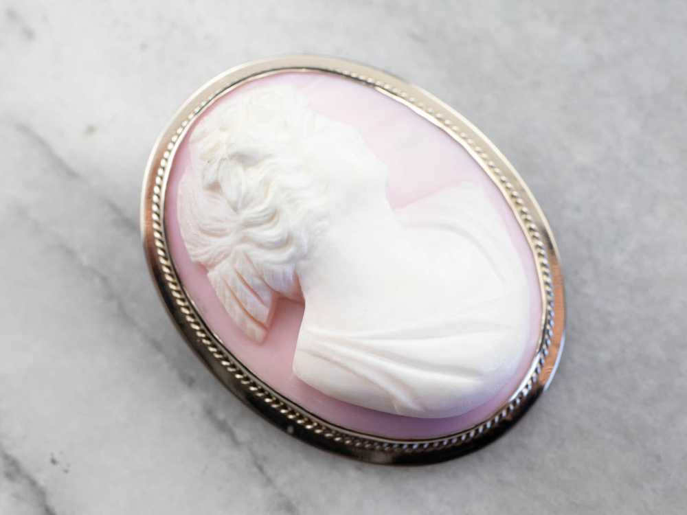 Pink Shell Cameo Brooch or Pendant - image 2