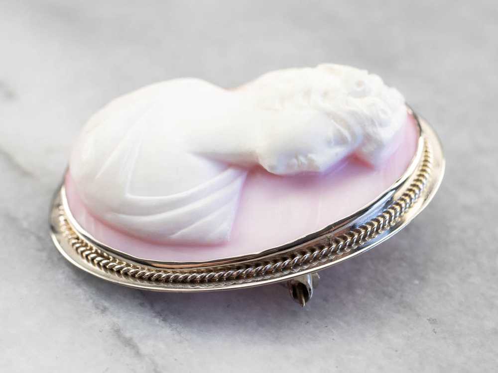 Pink Shell Cameo Brooch or Pendant - image 3
