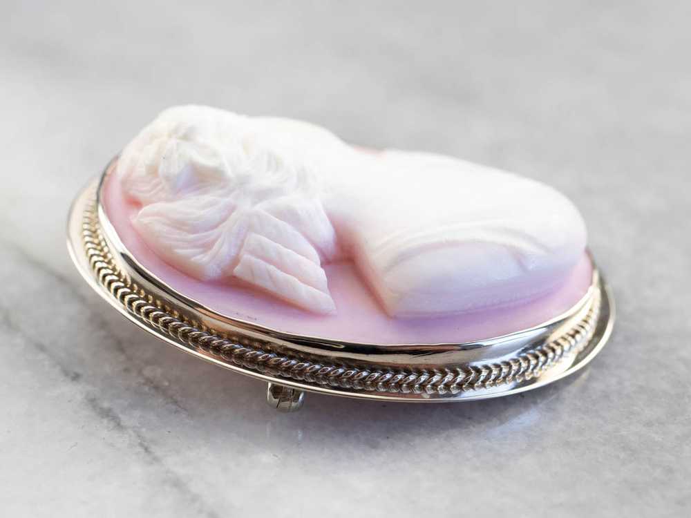Pink Shell Cameo Brooch or Pendant - image 4
