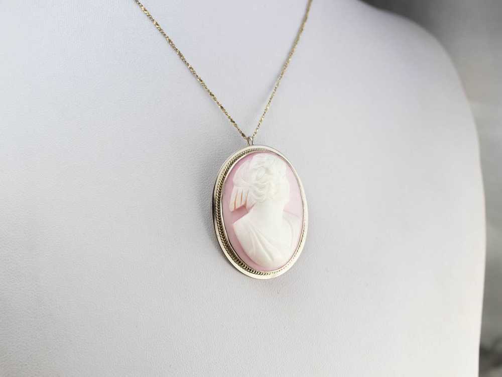 Pink Shell Cameo Brooch or Pendant - image 8