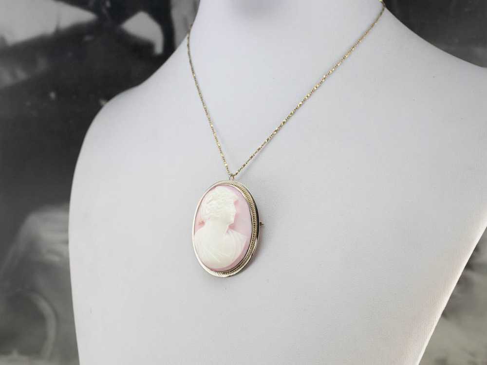 Pink Shell Cameo Brooch or Pendant - image 9