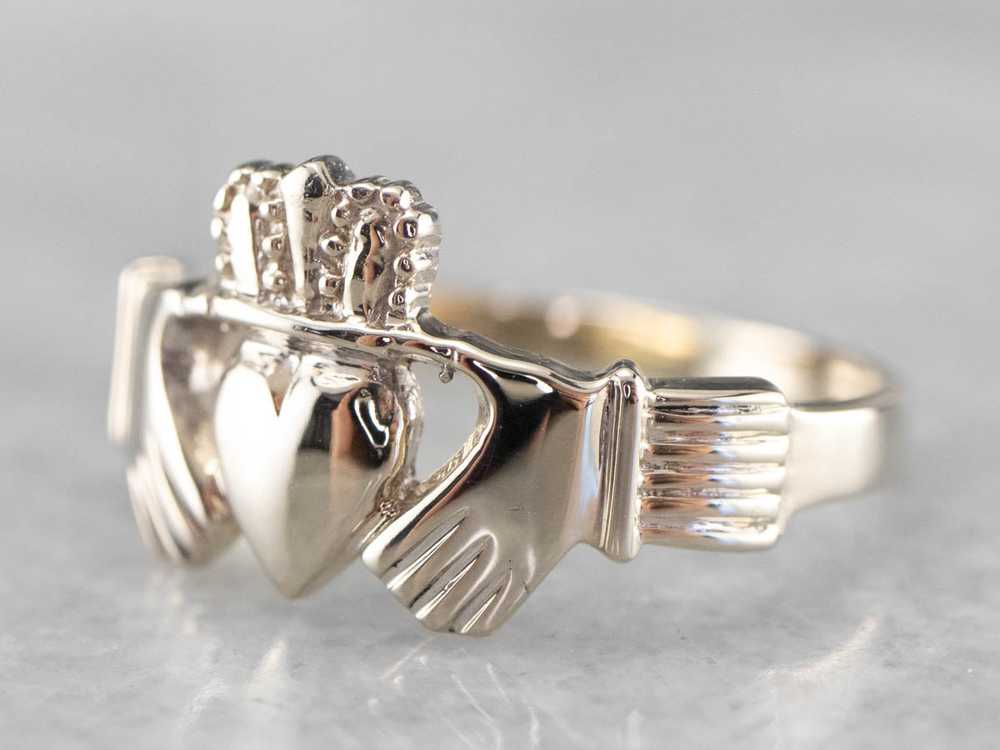 White Gold Claddagh Ring - image 1