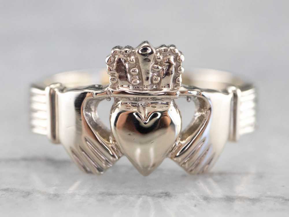 White Gold Claddagh Ring - image 2
