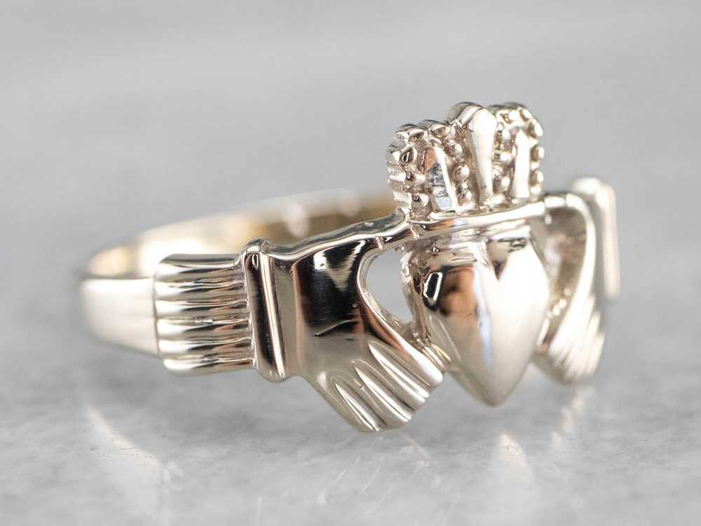White Gold Claddagh Ring - image 3