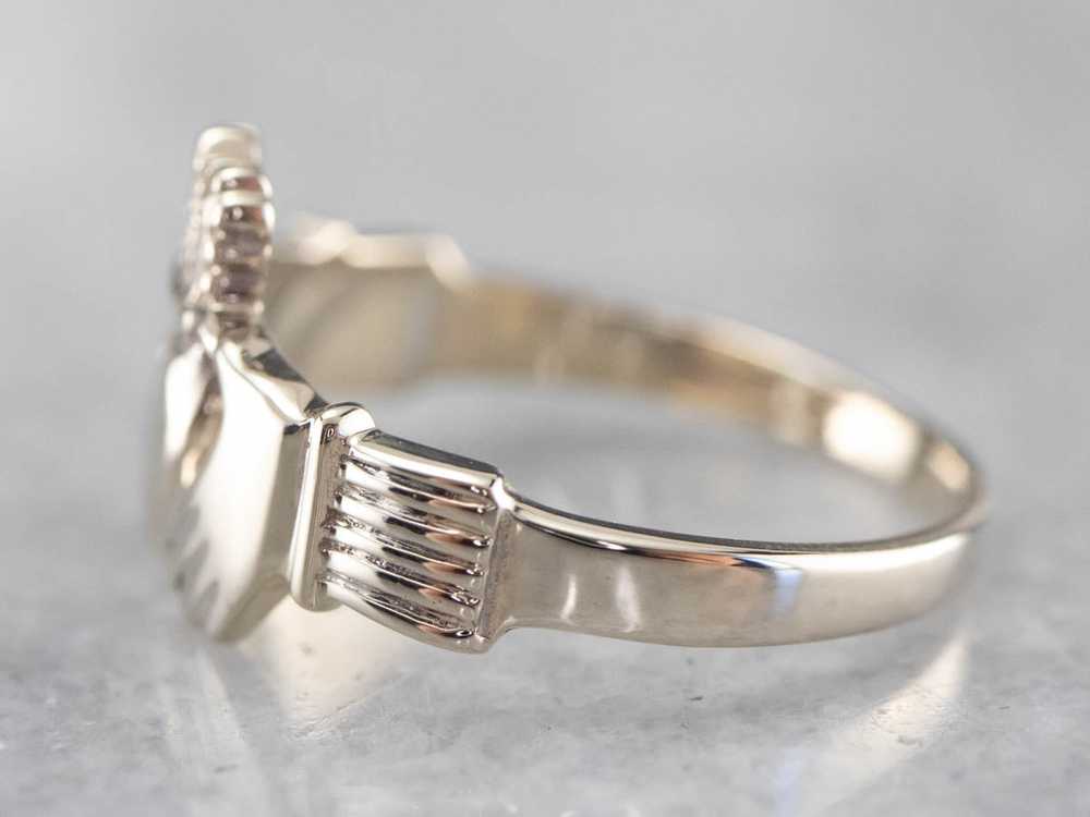White Gold Claddagh Ring - image 4