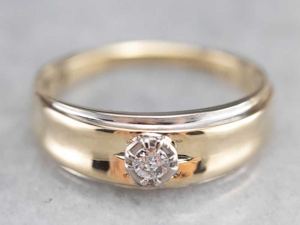 Men's Two Tone Gold Diamond Ring - image 1