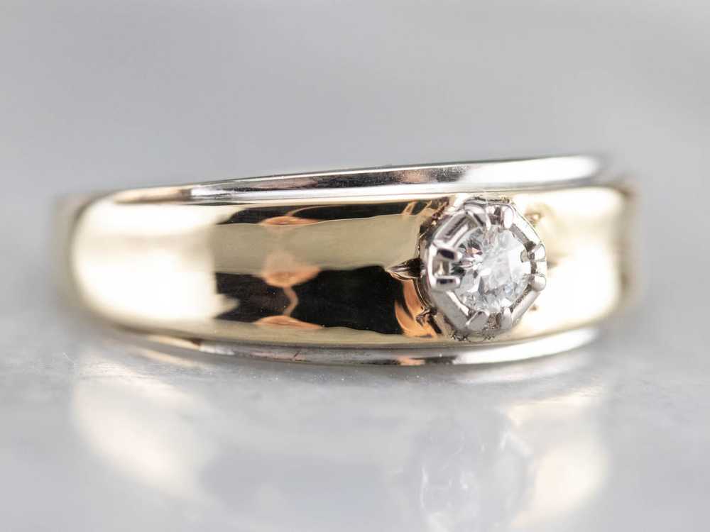 Men's Two Tone Gold Diamond Ring - image 5
