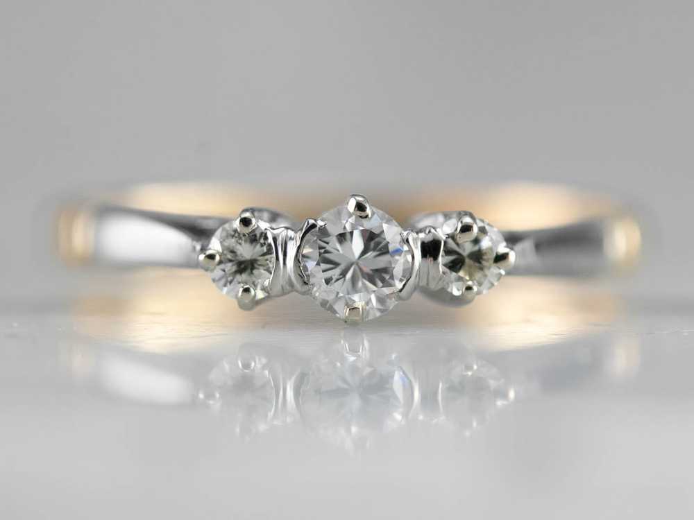 Retro Era Two Tone Diamond Engagement Ring - image 1