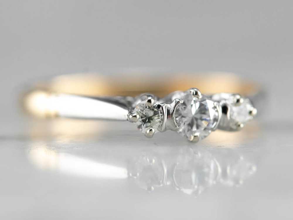 Retro Era Two Tone Diamond Engagement Ring - image 2