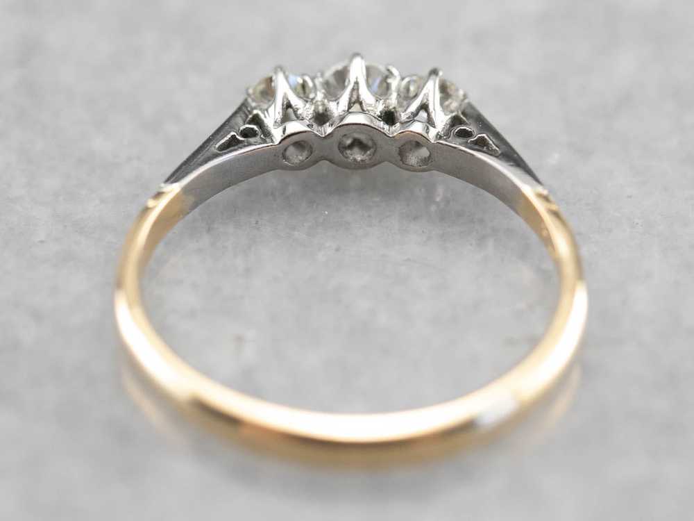 Retro Era Two Tone Diamond Engagement Ring - image 5