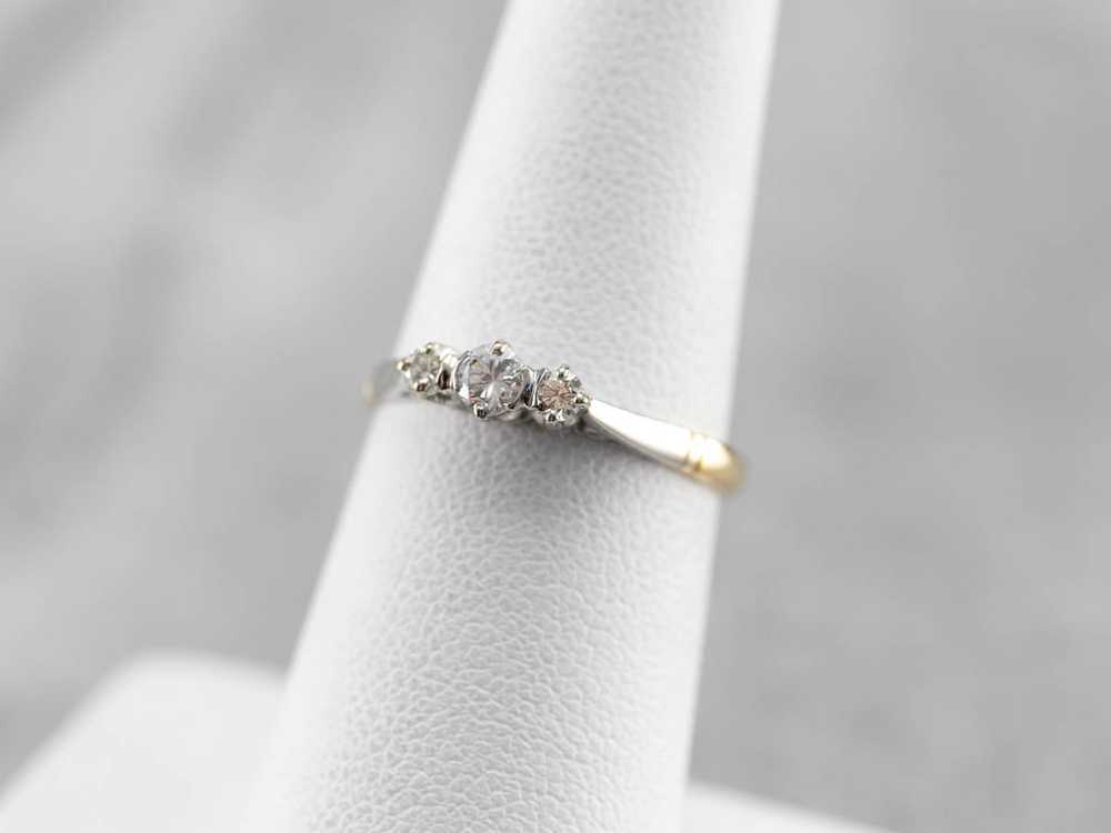 Retro Era Two Tone Diamond Engagement Ring - image 6