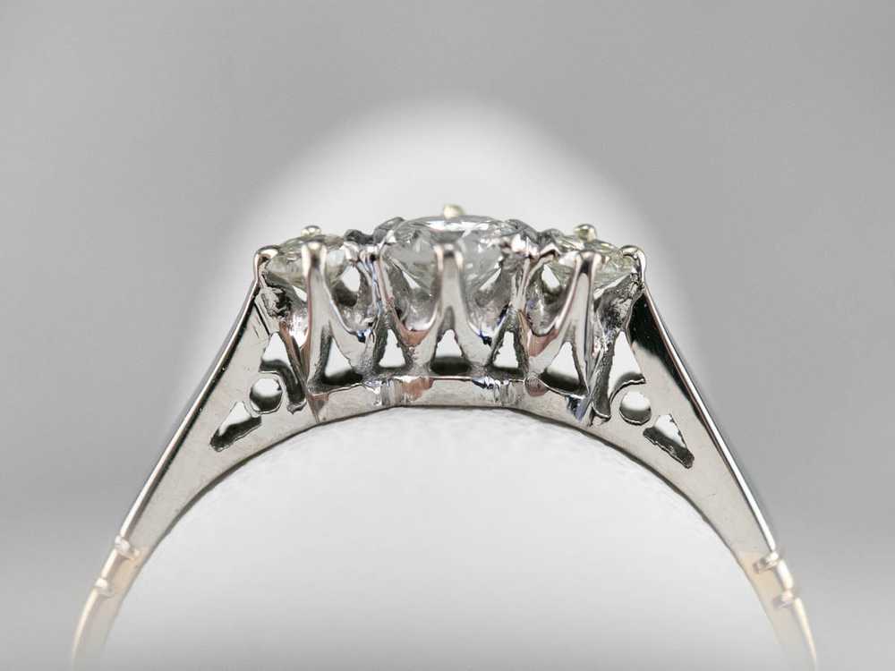 Retro Era Two Tone Diamond Engagement Ring - image 7