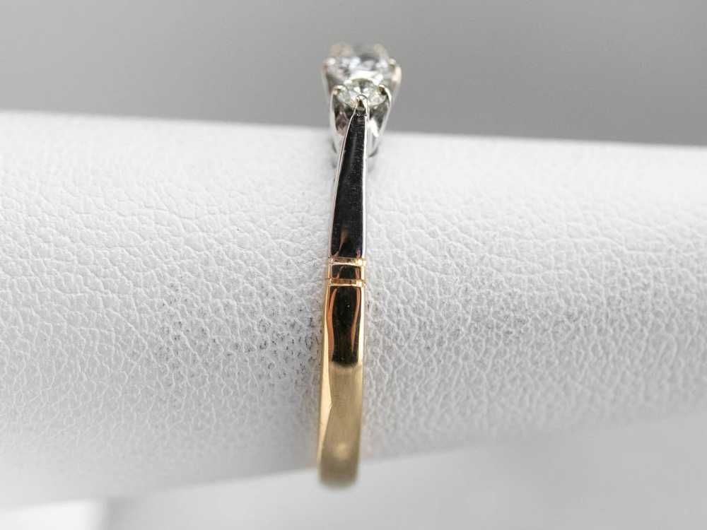 Retro Era Two Tone Diamond Engagement Ring - image 8