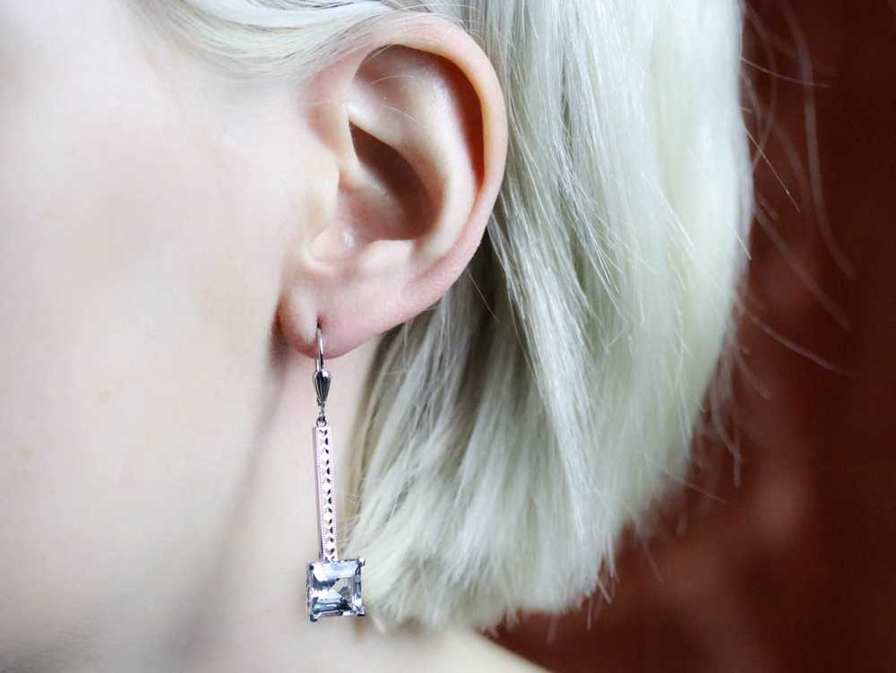 Aquamarine White Gold Drop Earrings - image 10