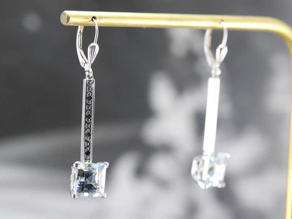 Aquamarine White Gold Drop Earrings - image 8