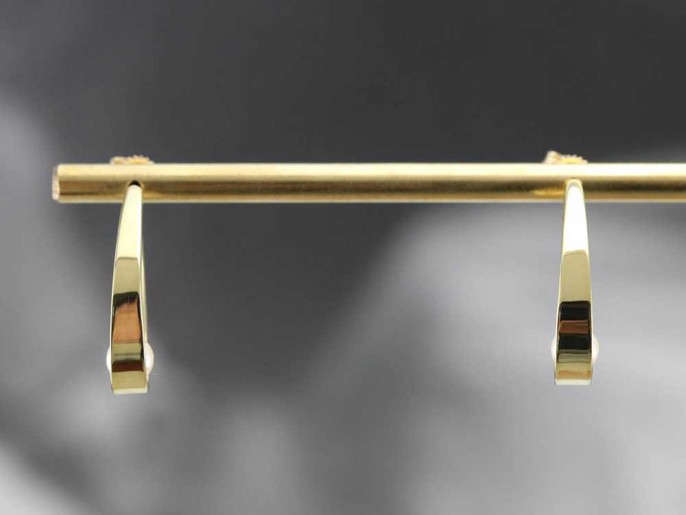 Modernist Pearl Hoop Earrings - image 5
