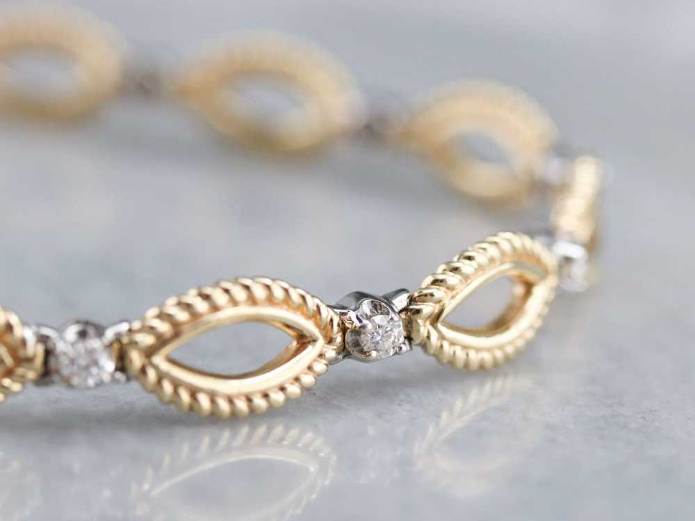 Diamond Gold Marquise Link Bracelet - image 1