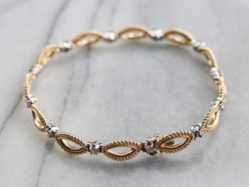 Diamond Gold Marquise Link Bracelet - image 2