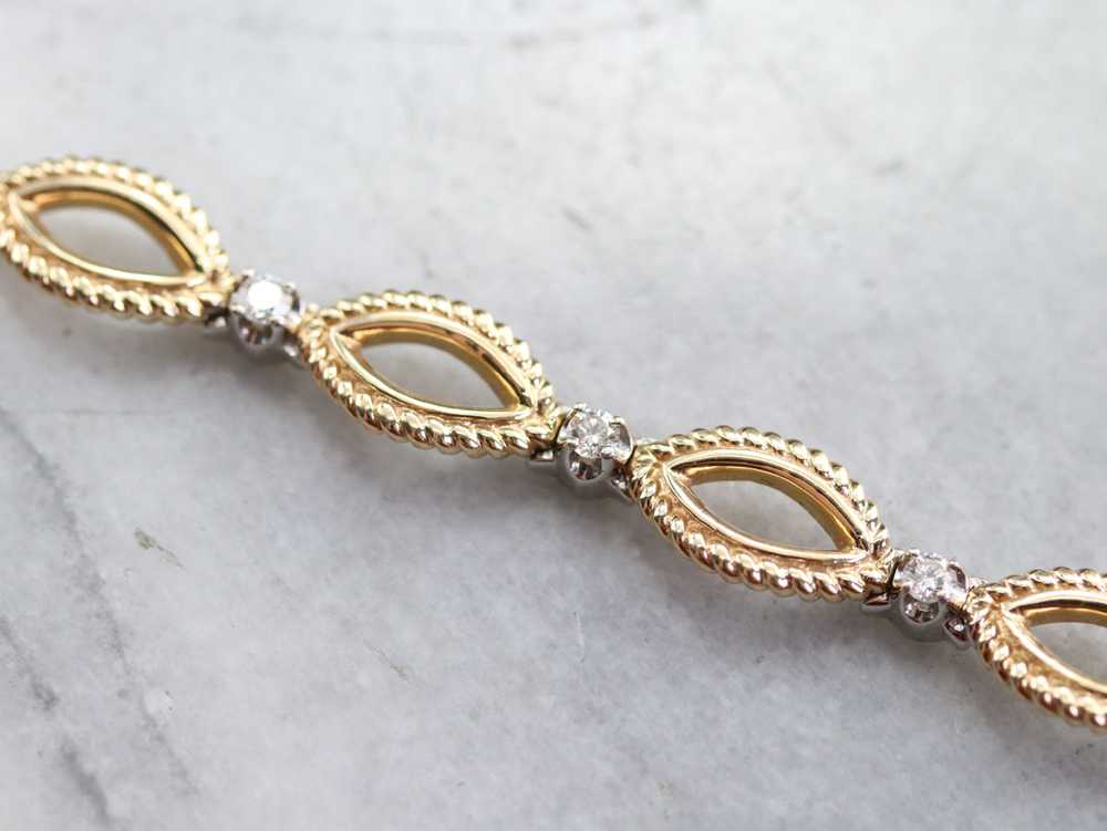Diamond Gold Marquise Link Bracelet - image 4