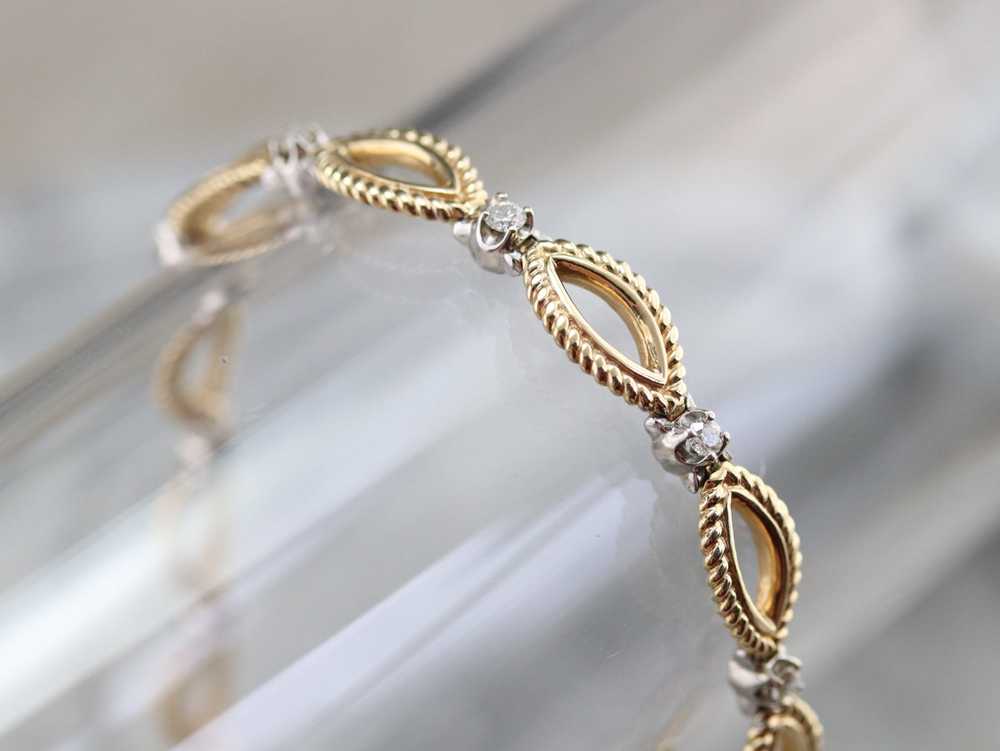 Diamond Gold Marquise Link Bracelet - image 6