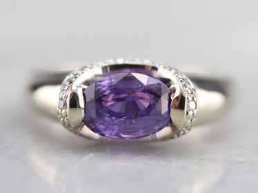 Purple Ceylon Sapphire and Diamond Ring - image 1