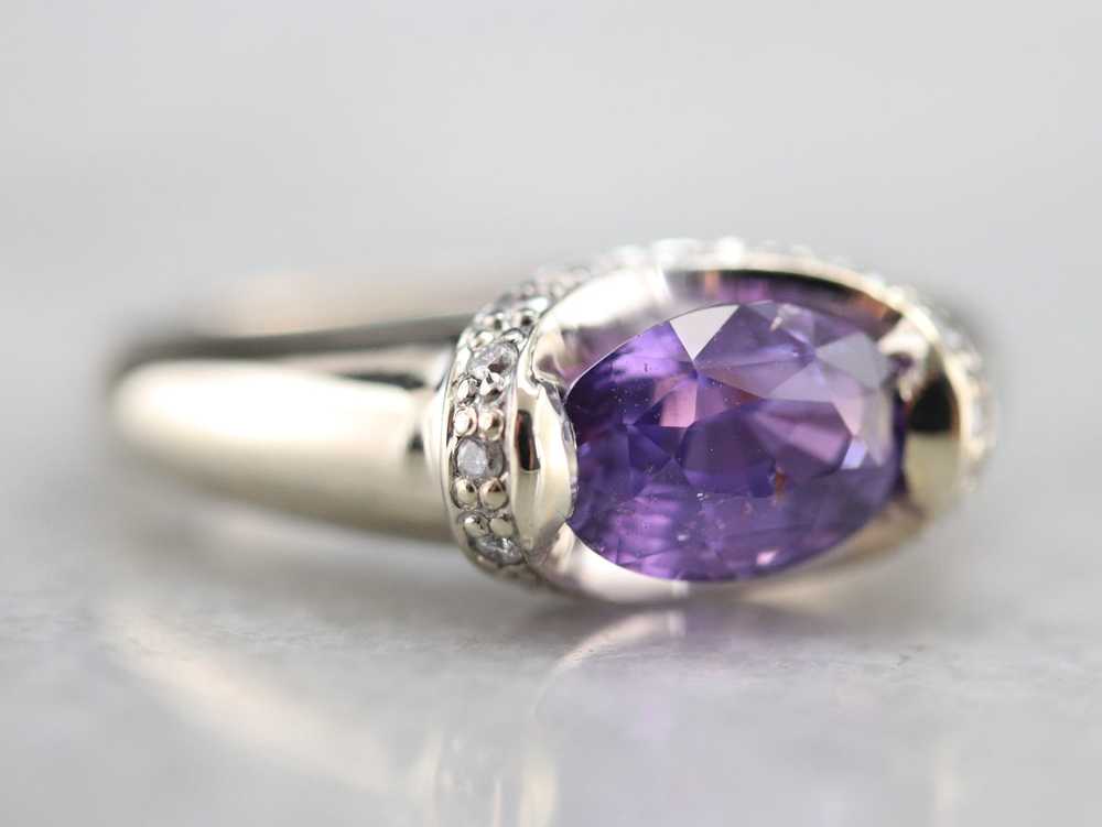 Purple Ceylon Sapphire and Diamond Ring - image 2