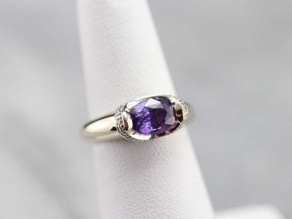 Purple Ceylon Sapphire and Diamond Ring - image 6