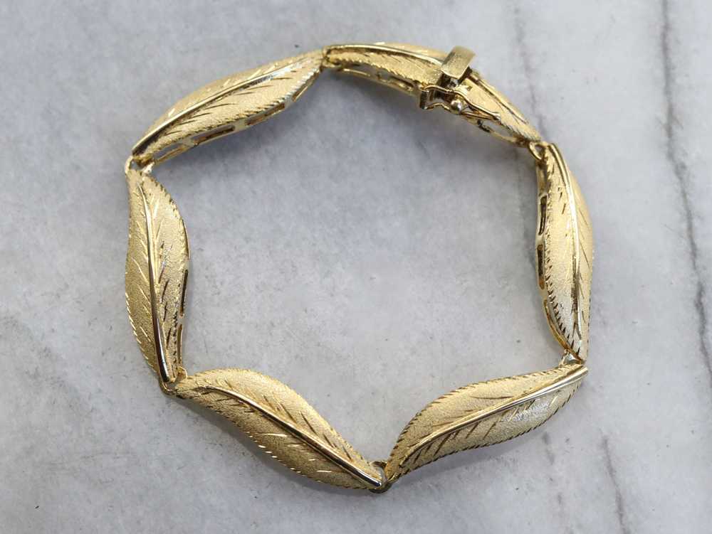 Vintage 18K Yellow Gold Leaf Bracelet - image 2