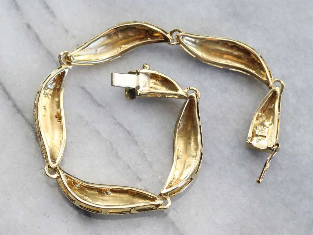 Vintage 18K Yellow Gold Leaf Bracelet - image 6
