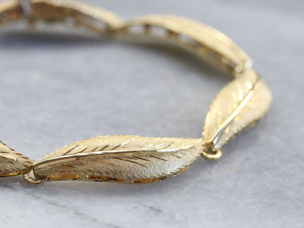 Vintage 18K Yellow Gold Leaf Bracelet - image 7