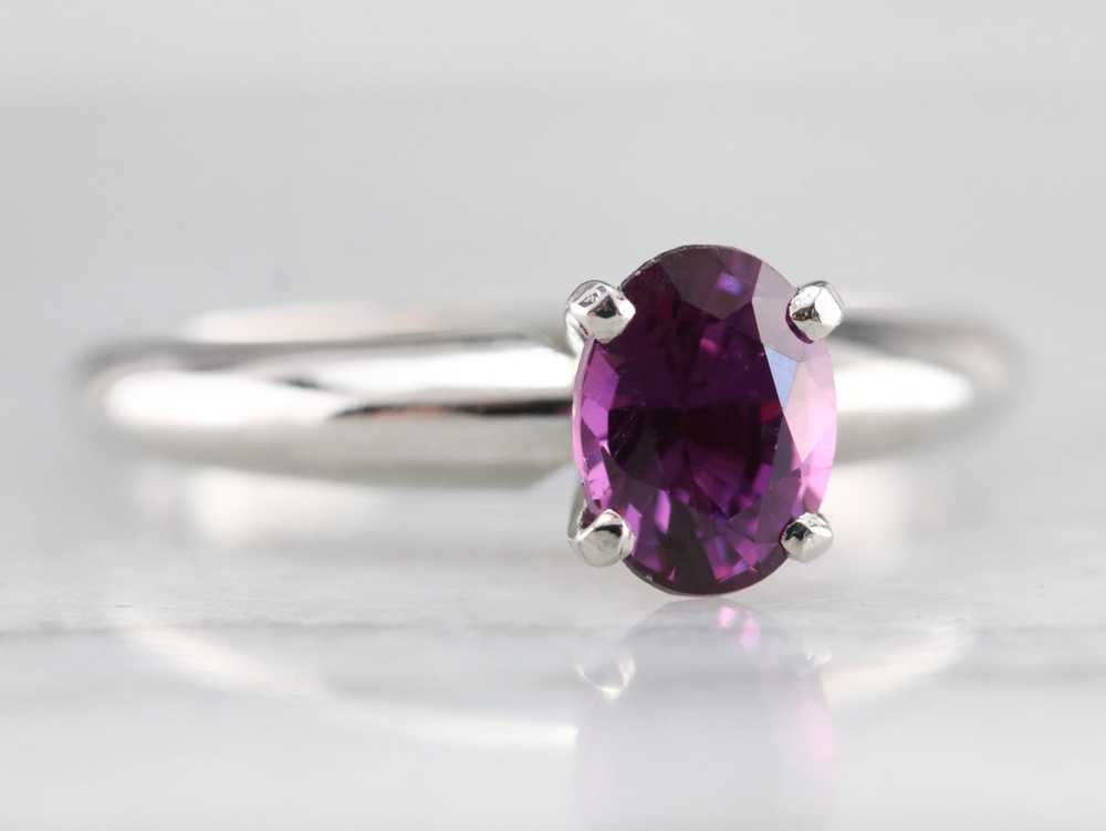 Pink Sapphire and Platinum Ring - image 2
