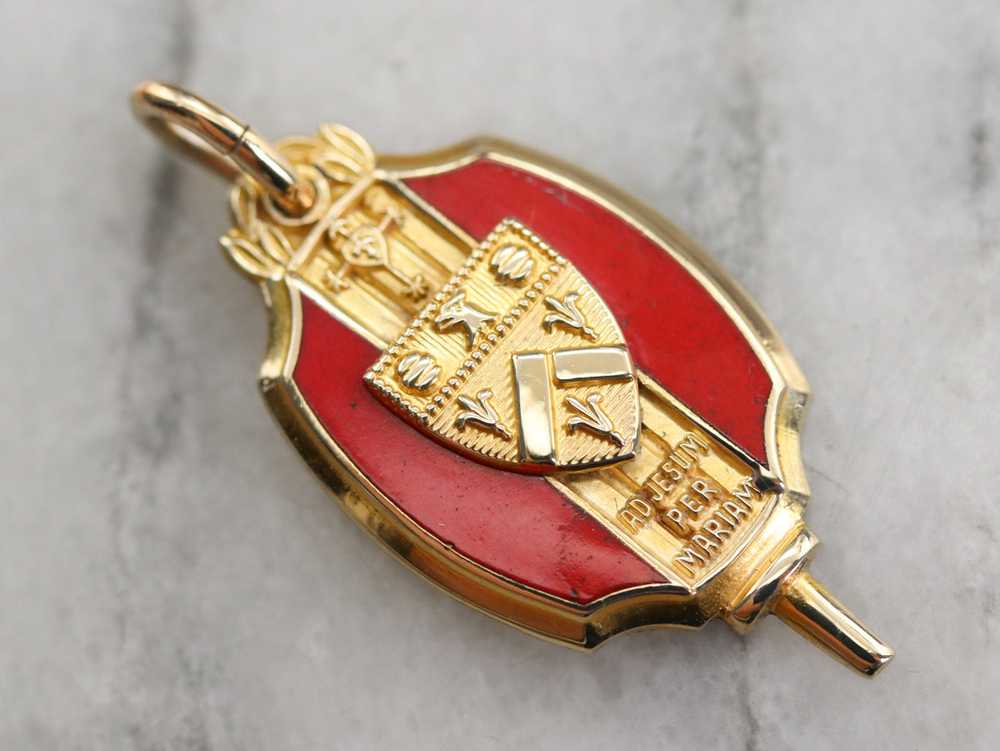 Vintage Gold Catholic Crest Pendant - image 1